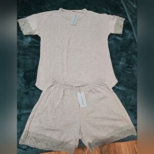 Intimissimi Women's Lace Trim PIijama Set - Sage Green